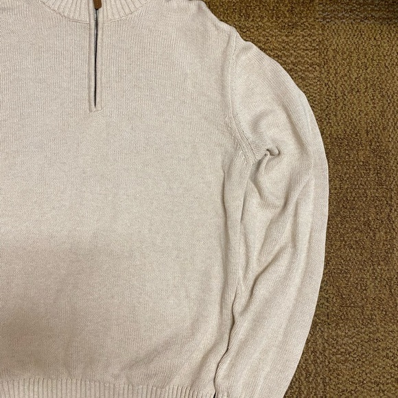 Cream color St. John’s Bay Quarter 1/4 zip sweater - Picture 2 of 7